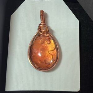 Artisan Copper Wire Resin Wrapped Pendant. Unique.